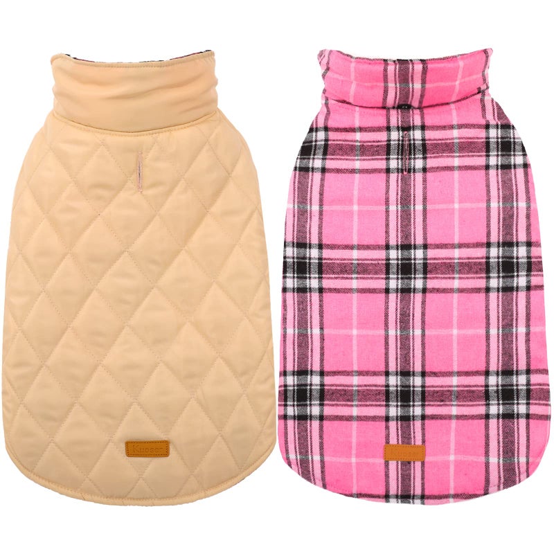 Kuoser Warm Dog Coat, Waterproof Dog Jacket for Extra Large Dogs, Adjustable Durable XXL Doggie Winter Coat Reversible Puppy Cold Weather Apparel from Small to Large Breed, Pink XXL - Image 1